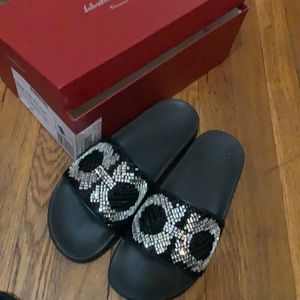 Salvatore Ferragamo bedazzled slides